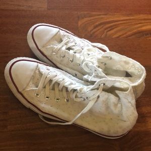 White Eyelet High Top Converse